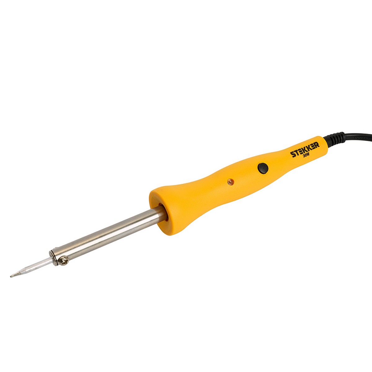 Паяльник STEKKER PLE201- 30 30W с кнопкой вкл., нихромовый нагреватель, долговечное жало, 230В 49799 фото