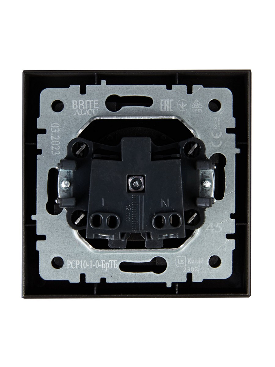 IEK Brite Бронза Розетка IEK BRITE Темн.бронза без з/к/ш 10А в сборе РСР10-1-0-БрТБ BR-R10-10-K45-F