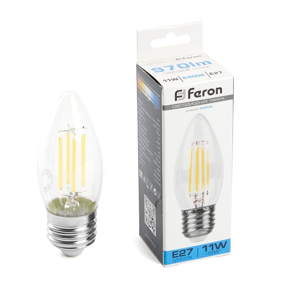 E27 Лампа светодиодная Feron LB-713 Свеча E27 11W 6400K 38274 
