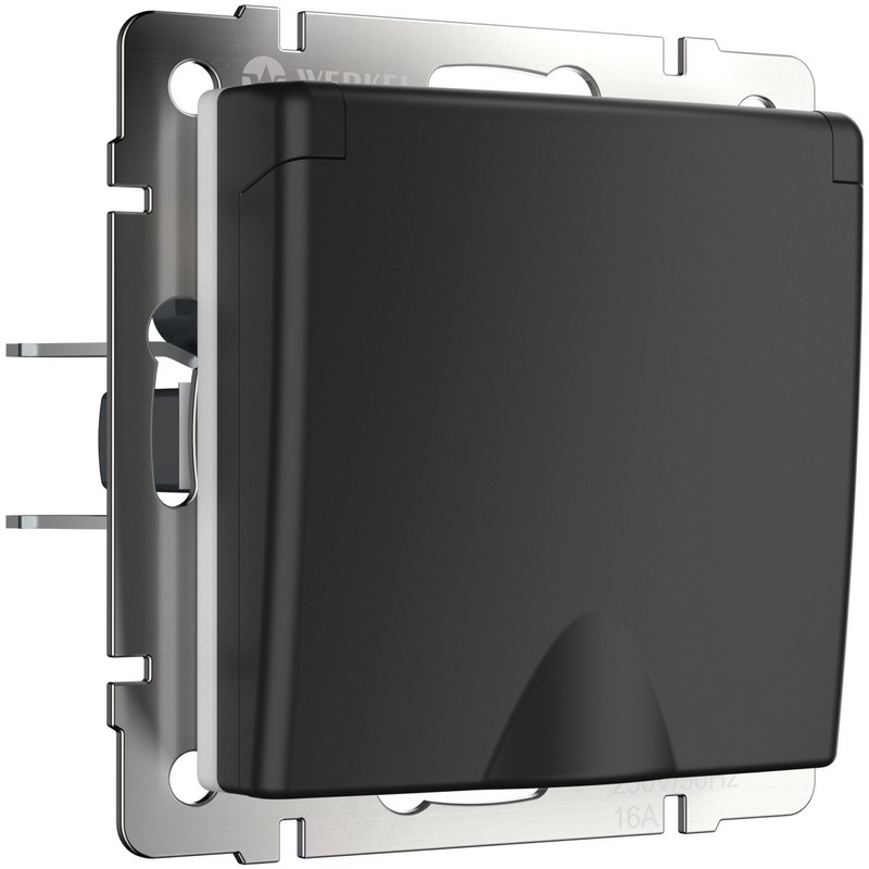 Werkel Черный матовый механизмы Розетка влагозащищенная Werkel с зазем. с защит. крышкой и шторками черный матовый W1171208