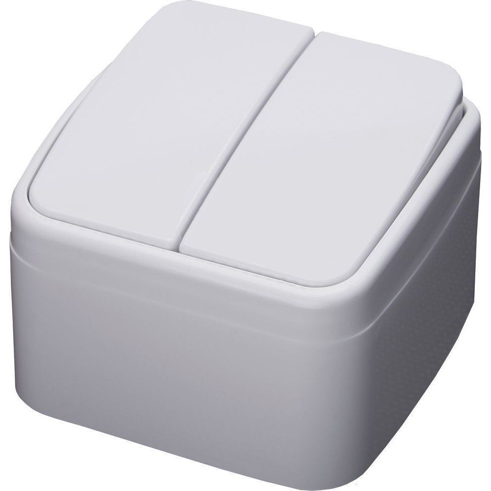 Накладные розетки и выключатели Stekker Выключатель 2-клавишный STEKKER PSW10-42-20 открытой установки 10А IP20 Basic белый 39032