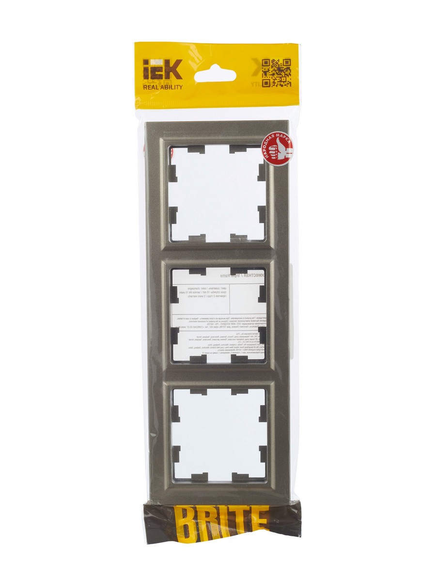 IEK Brite Рамки Рамка IEK BRITE 3-местная РУ-3-БрШ шампань BR-M32-K37