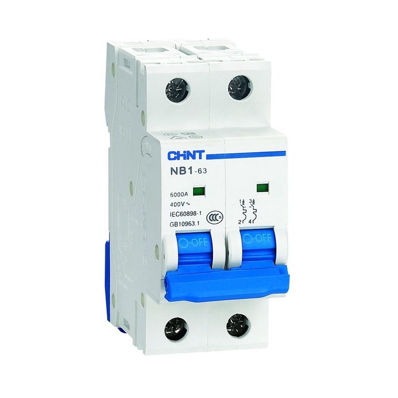 2 полюсные (двухполюсные) Автоматический выключатель CHINT NB1-63 2P 6A 6кА х-ка C (R) 179667