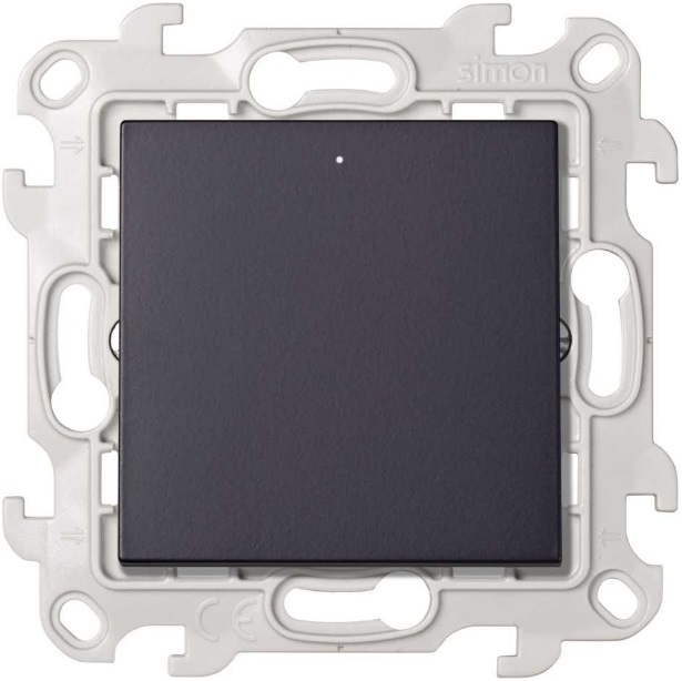 Розетки и выключатели Simon 24 Графит Кнопочный выключатель Simon 24 Графит с подсветкой 2420160-038