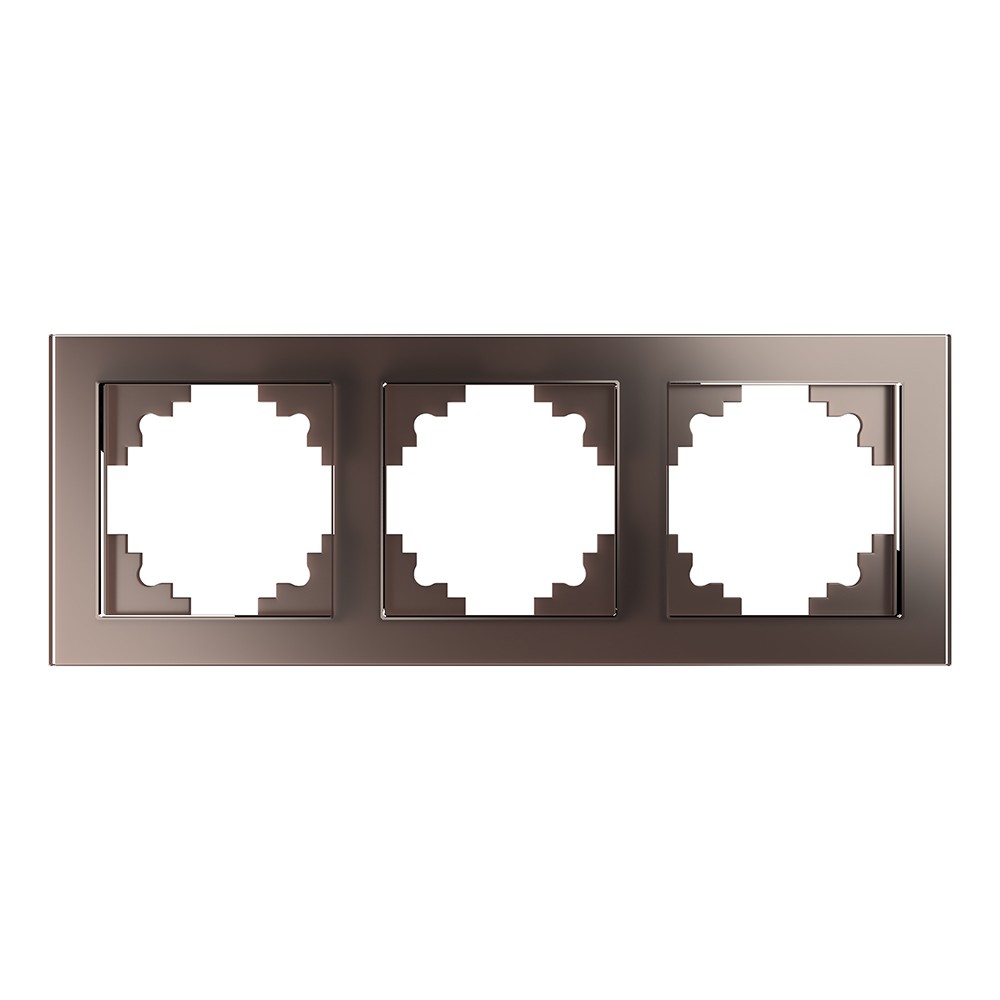 Катрин - Розетки и выключатели Stekker Рамка 3-местная стекло STEKKER GFR00-7003-04серия Катрин шоколад 39537