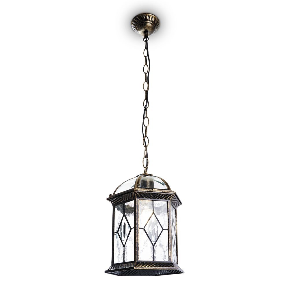 Уличные светильники на цепочке Уличный светильник Feron PL134 шестигранный на цепочке 60W E27 230V, черное золото 11337