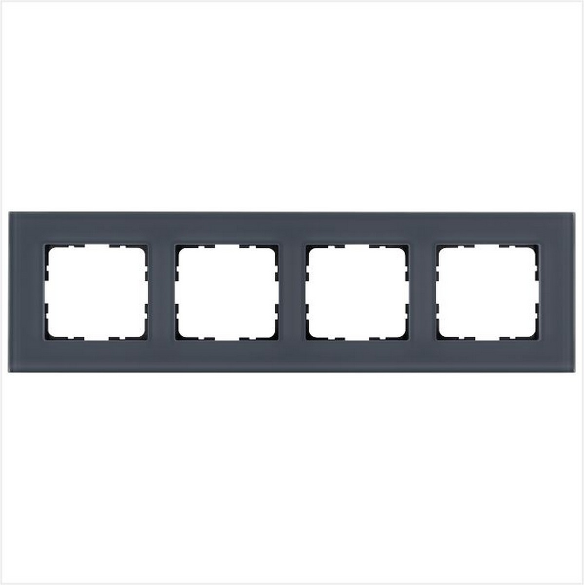 JASMART G - розетки и выключатели Рамка JASMART 4-постовая стекло Маренго GLASS G1004GC