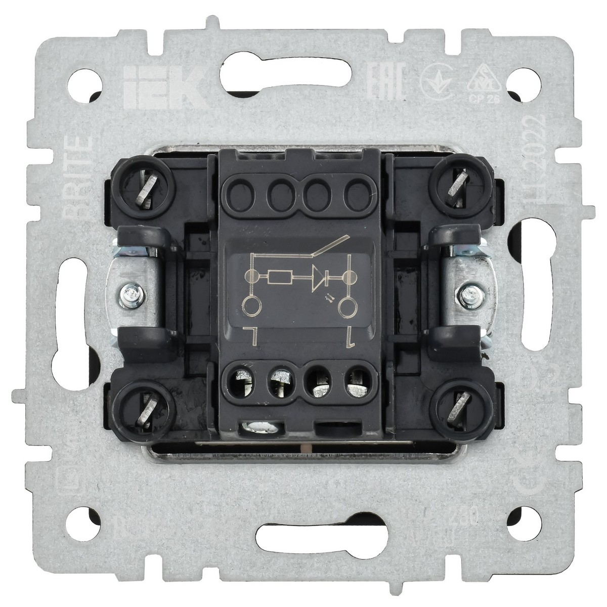 IEK Brite Графит Выключатель IEK BRITE 1-клавишный с индикацией 10А ВС10-1-1-БрГ графит BR-V10-1-10-K53