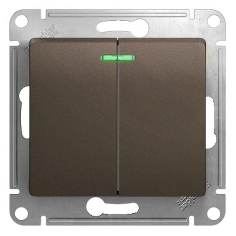 Glossa Шоколад Выключатель Systeme Electric Glossa Шоколад 2-клавишный с подсветкой GSL000853