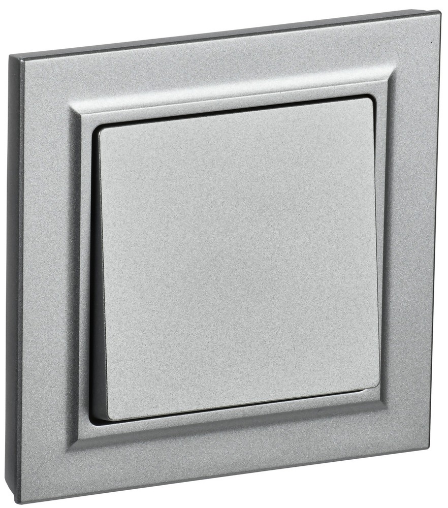 IEK Brite Алюминий Выключатель IEK BRITE Алюминий 1-кл. 10А в сборе ВСР10-1-0-БрА BR-V10-0-10-K47-F