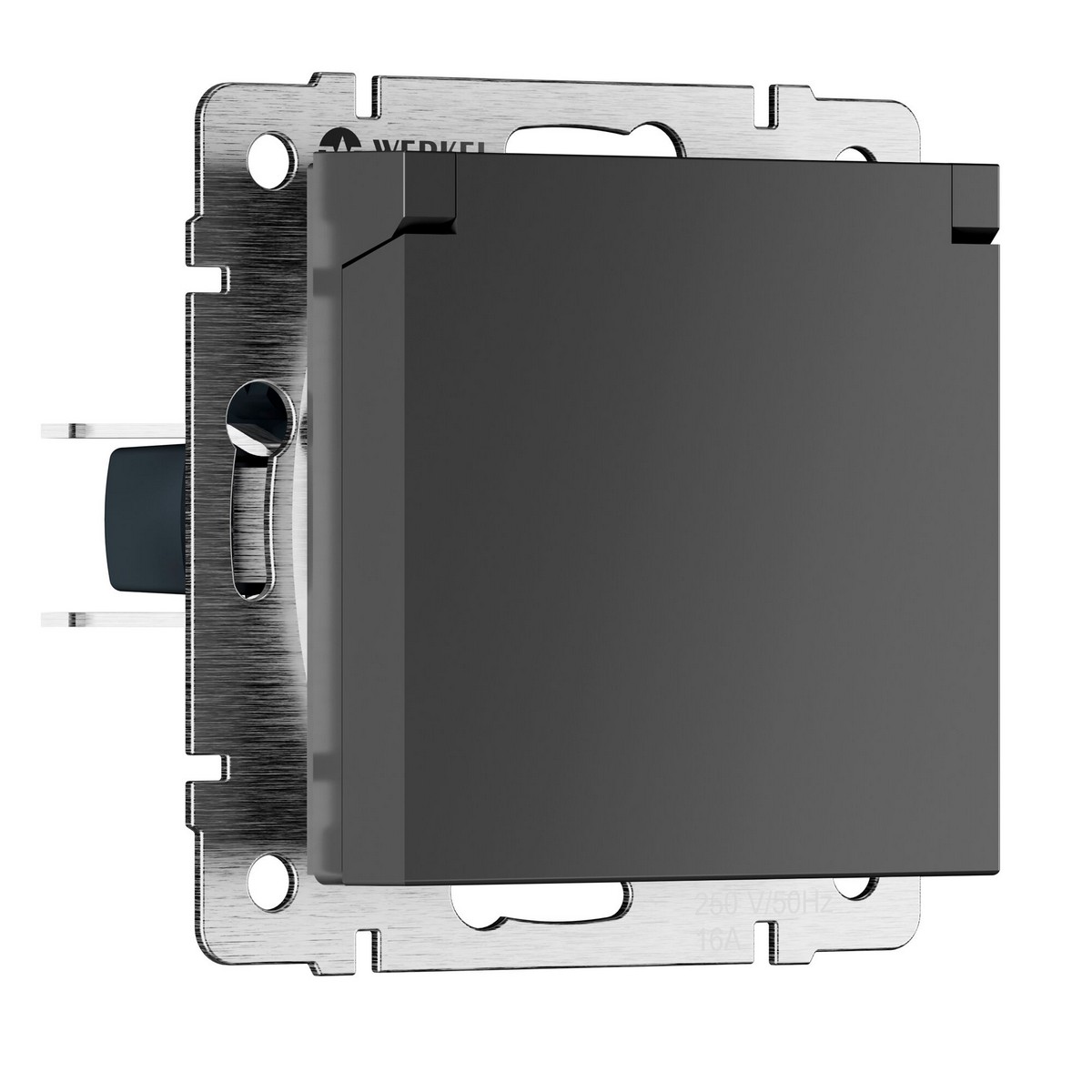 Werkel Графит матовый Розетка Werkel влагозащ. с зазем. с защит. крышкой и шторками N (графит матовый) W1171264
