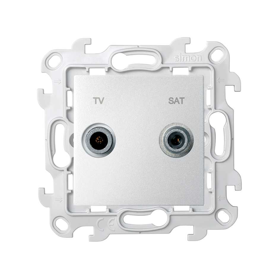 Розетки и выключатели Simon 24 Алюминий Розетка TV-SAT Simon 24 Алюминий оконечная 2410486-033