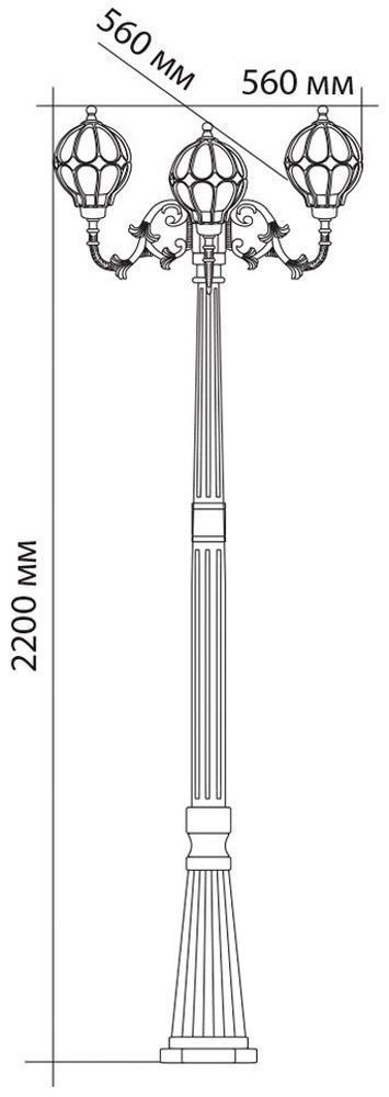 Уличные светильники столб Уличный светильник Feron PL3709 столб круглый 3*60W 230V E27, черное золото 11389 