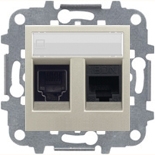 Механизмы ABB Zenit Шампань Розетка комбинированная: телефонная + компьютерная 6UTP ABB Zenit (шампань)