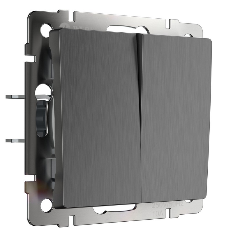 Werkel Графит рифленый механизмы Выключатель Werkel двухклавишный проходной (графит рифленый) W1122004