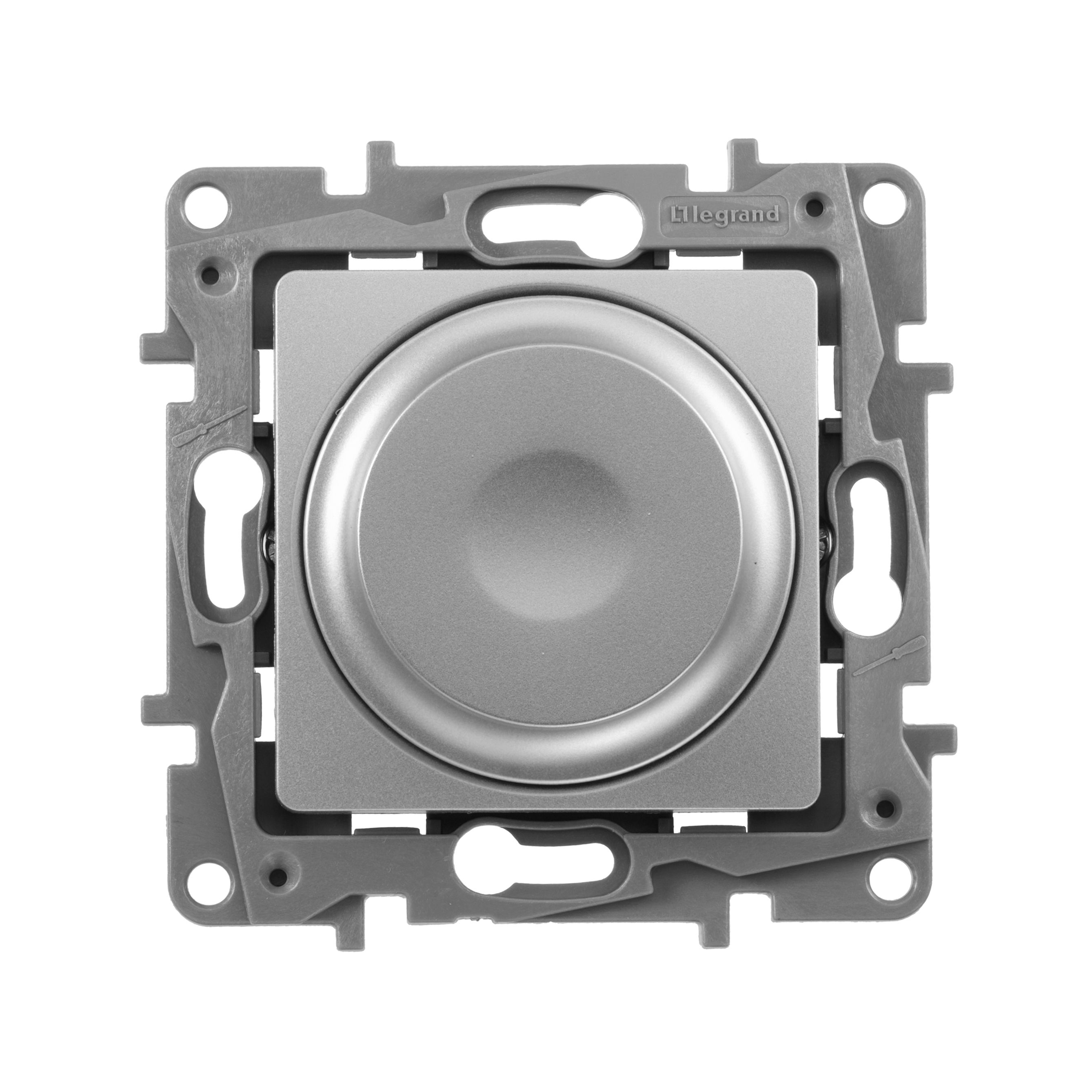 Legrand Etika Алюминий Светорегулятор Legrand Etika алюминий поворотный, 300Вт, без нейтрали 672419