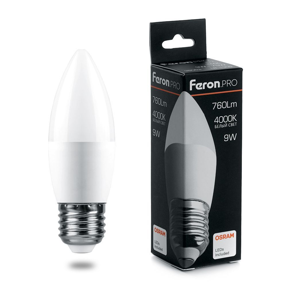 E27 Лампа светодиодная Feron.PRO LB-1306 Свеча E27 6W 4000K OSRAM LED 38051 