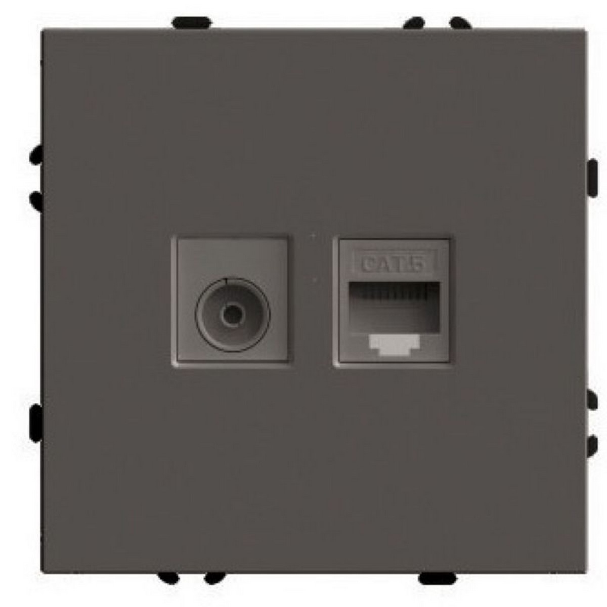 Эмили - Розетки и выключатели Stekker Розетка TV + компьютерная RJ-45 STEKKER Эмили RST00-5106-09 антрацит soft touch 49924