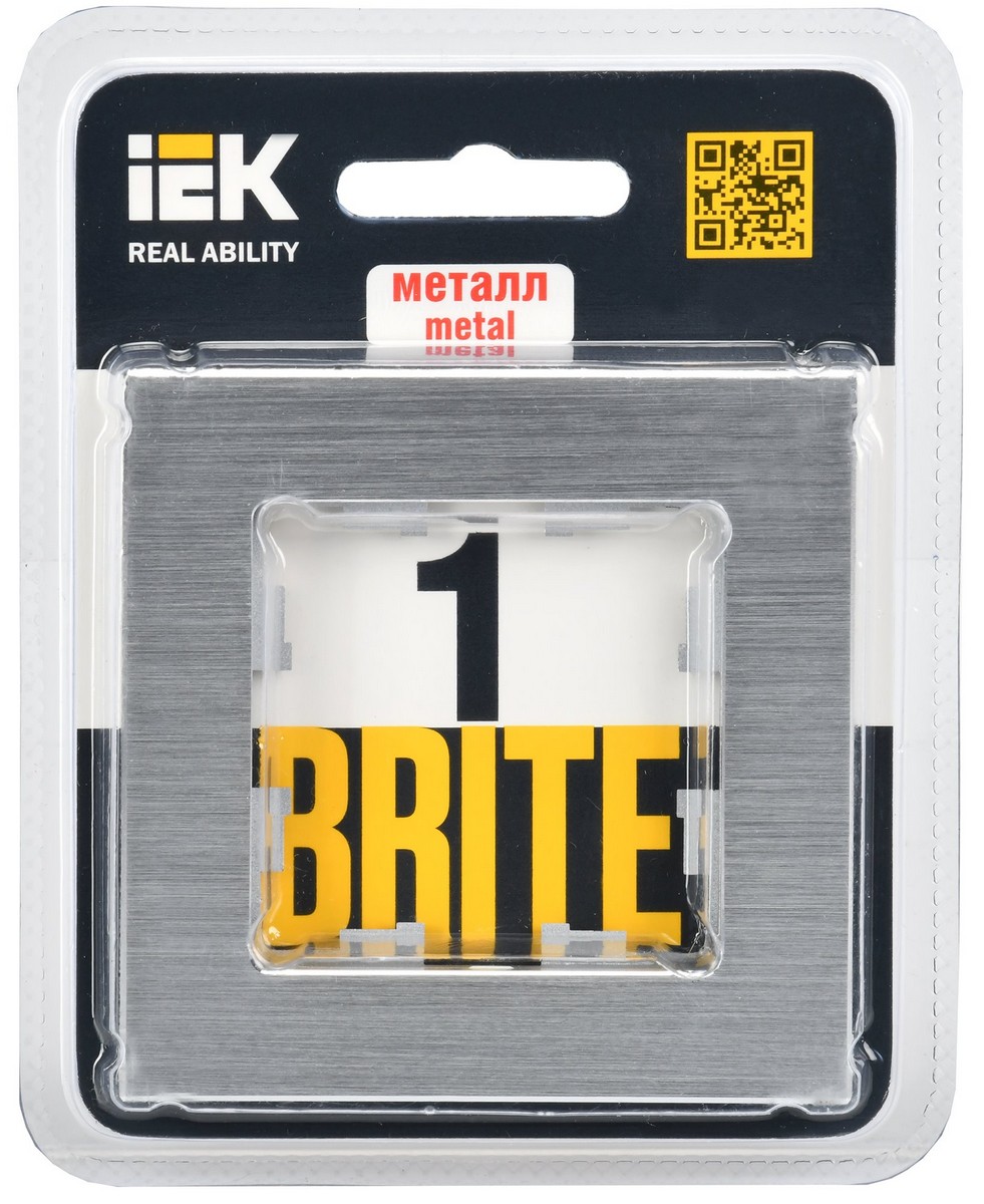 IEK Brite Рамки Рамка IEK BRITE 1-местная РУ-1-1-БрА металл алюминий BR-M12-M-K47