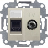 Механизмы ABB Zenit Шампань Розетка комбинированная компьютерная 5Е + TV ABB ZENIT (шампань)