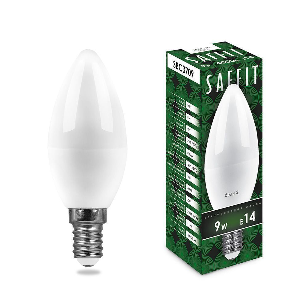 E14 Лампа светодиодная SAFFIT SBC3709 Свеча E14 9W 4000K 55079 