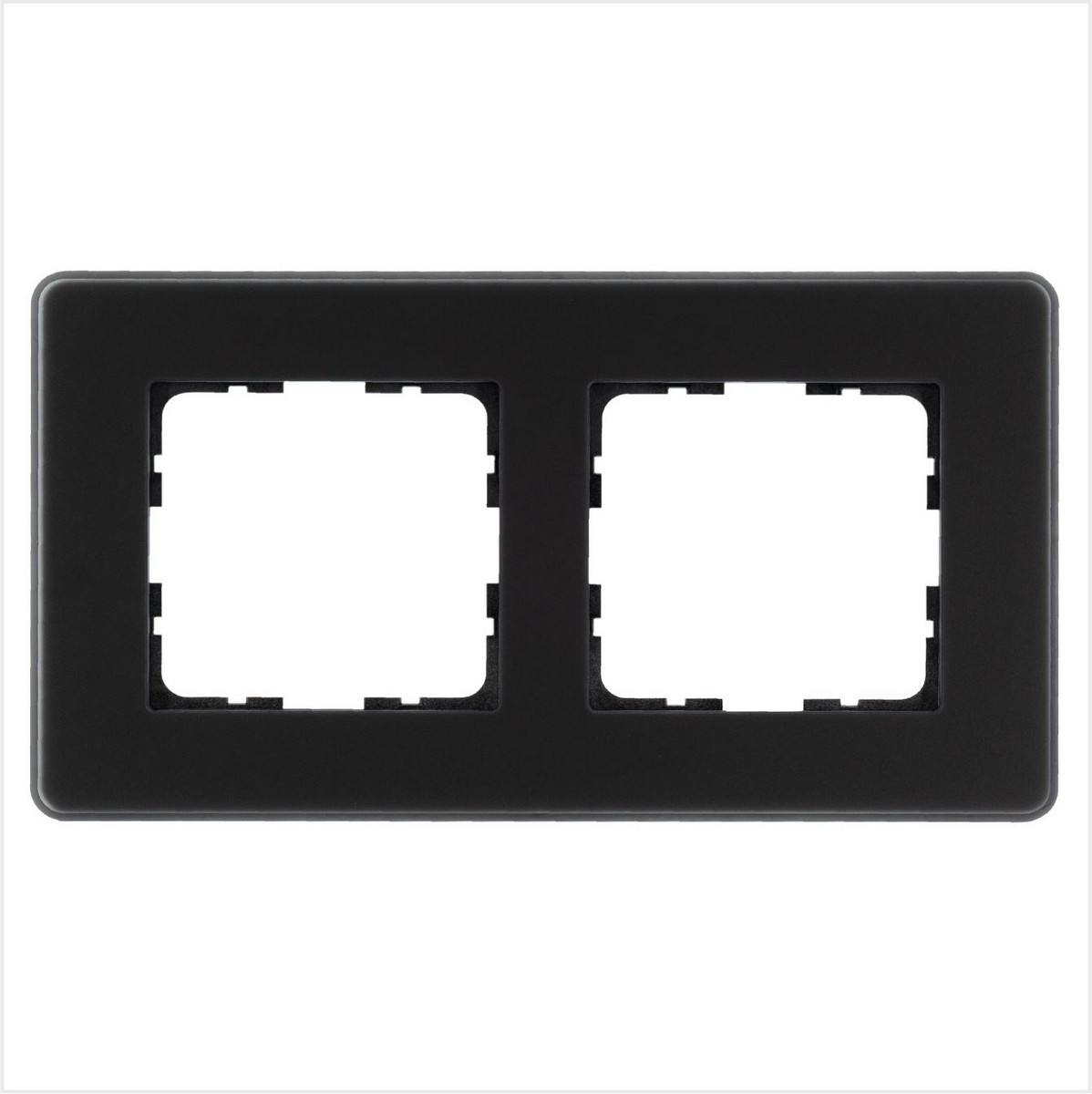 JASMART G - розетки и выключатели Рамка JASMART 2-постовая стекло матовое Black Glass G1002GB-RM
