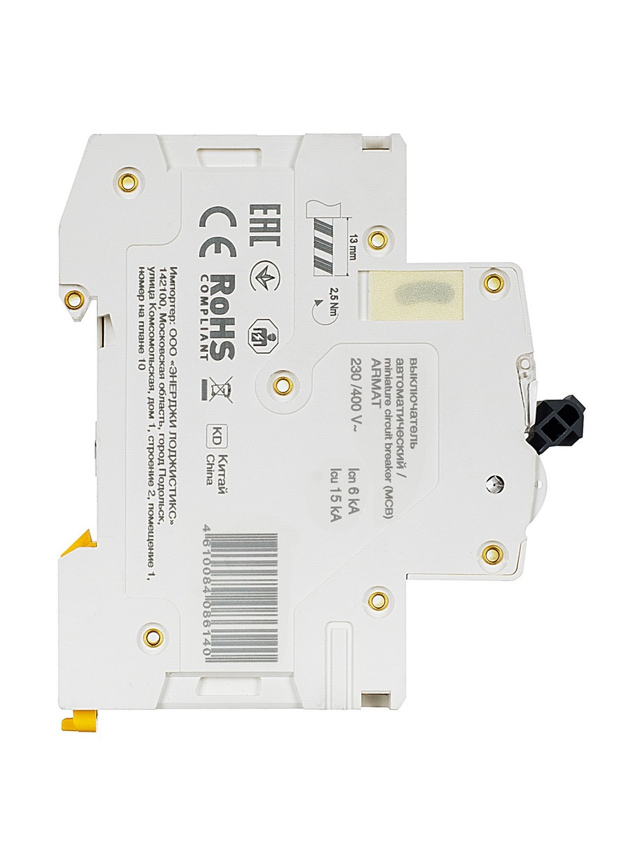 1 полюсные (однополюсные) Автоматический выключатель IEK ARMAT M06N 1P D 10А AR-M06N-1-D010 