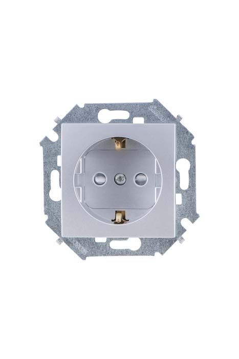 Розетки и выключатели Simon 15 Алюминий Розетка с/з Simon 15 Алюминий 16А 1591432-033