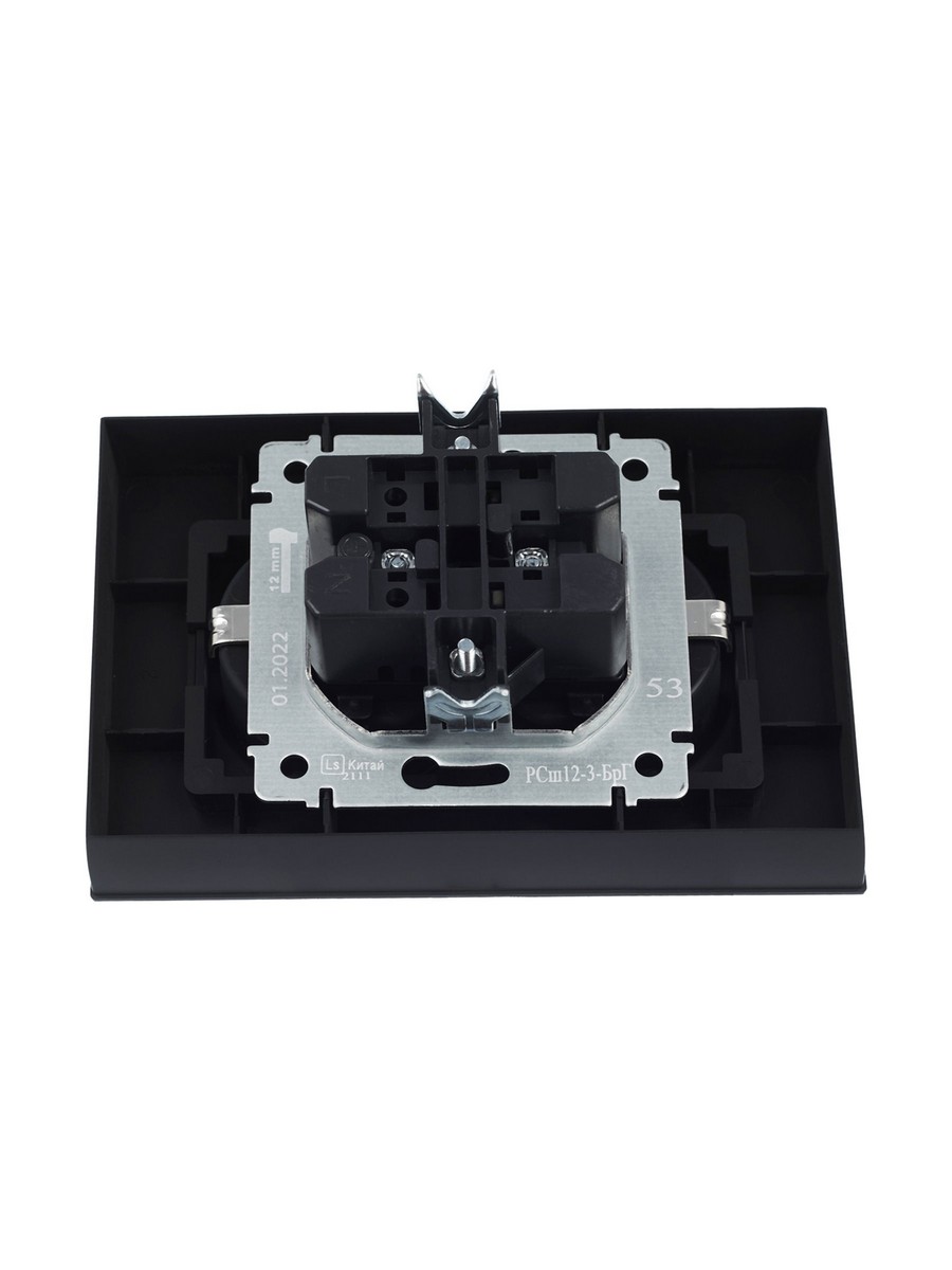 IEK Brite Графит Розетка IEK BRITE 2-ая с/з с шторками 16А в сборе РСш12-3-БрГ графит BR-R24-16-K53-F