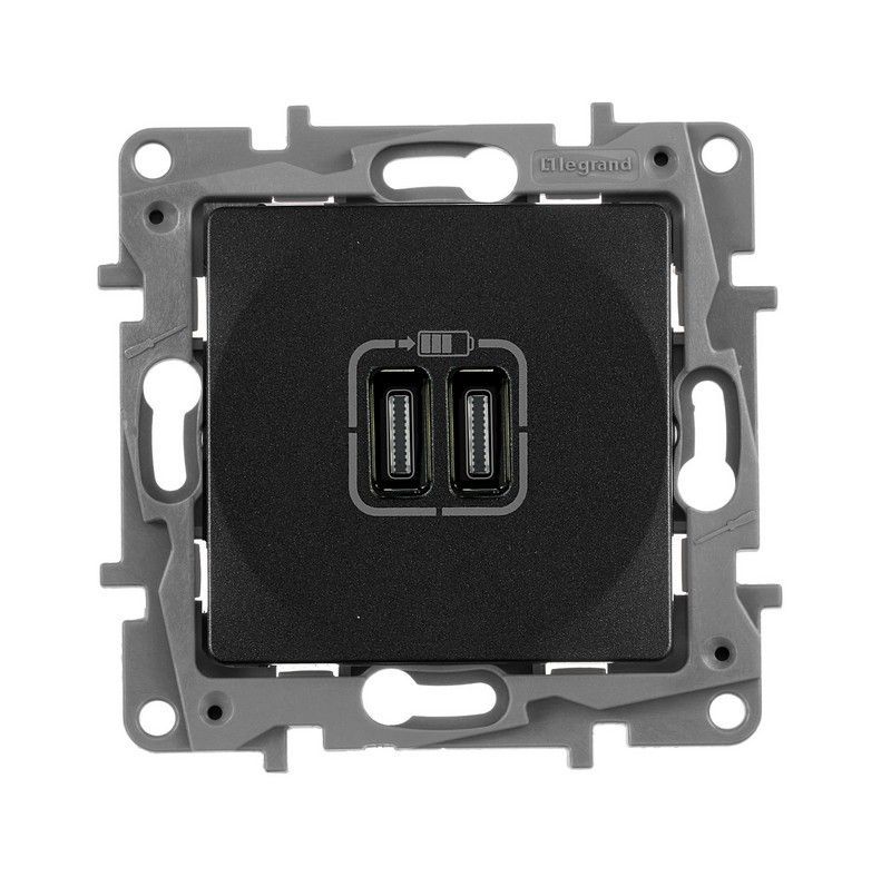 Legrand Etika Антрацит Розетка USB Legrand ETIKA Антрацит C-C 672635