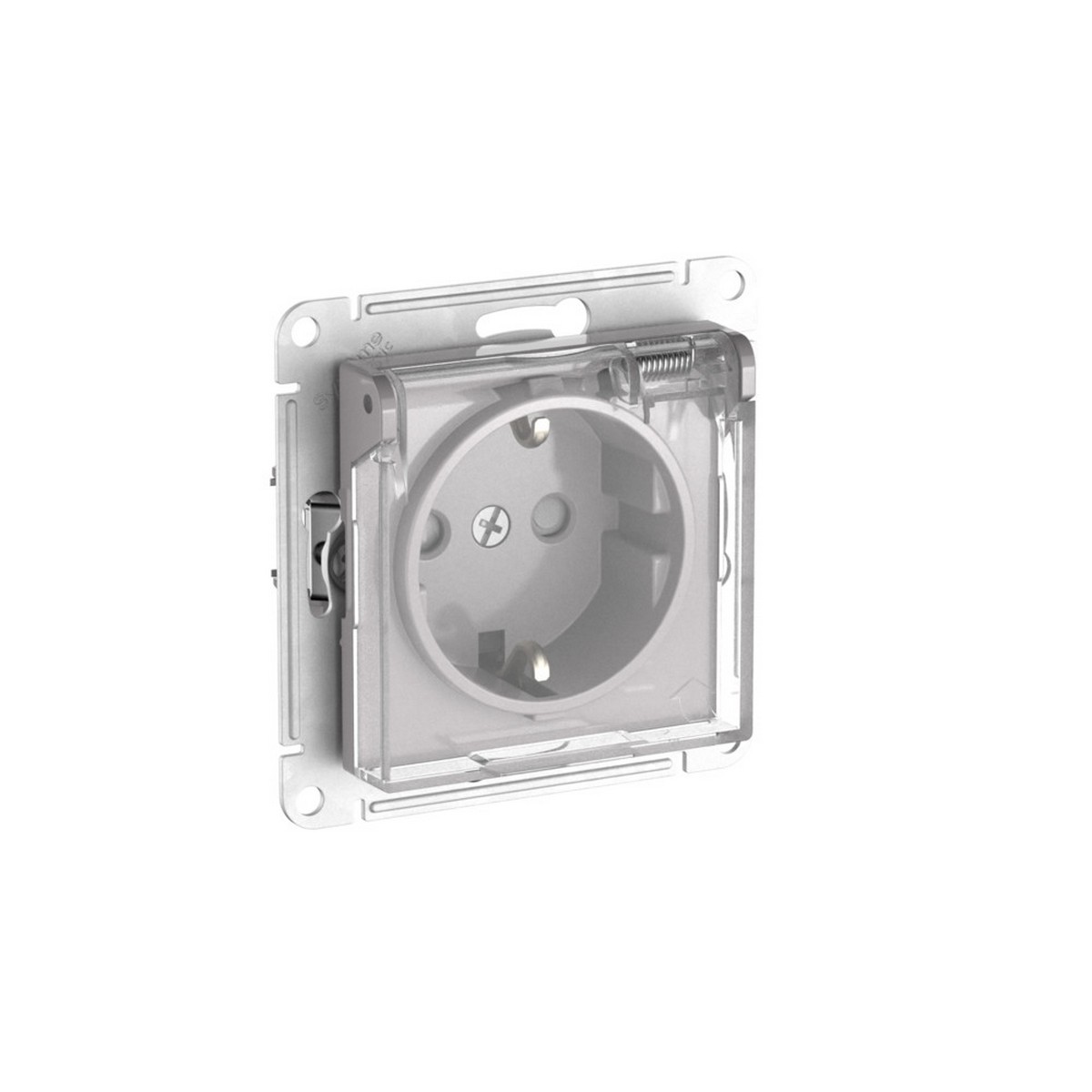 AtlasDesign Алюминий Розетка SE AtlasDesign Aqua Алюминий с зазем. со шт. с прозрач. крыш IP44 быстрозажим. клем. ATN440346S