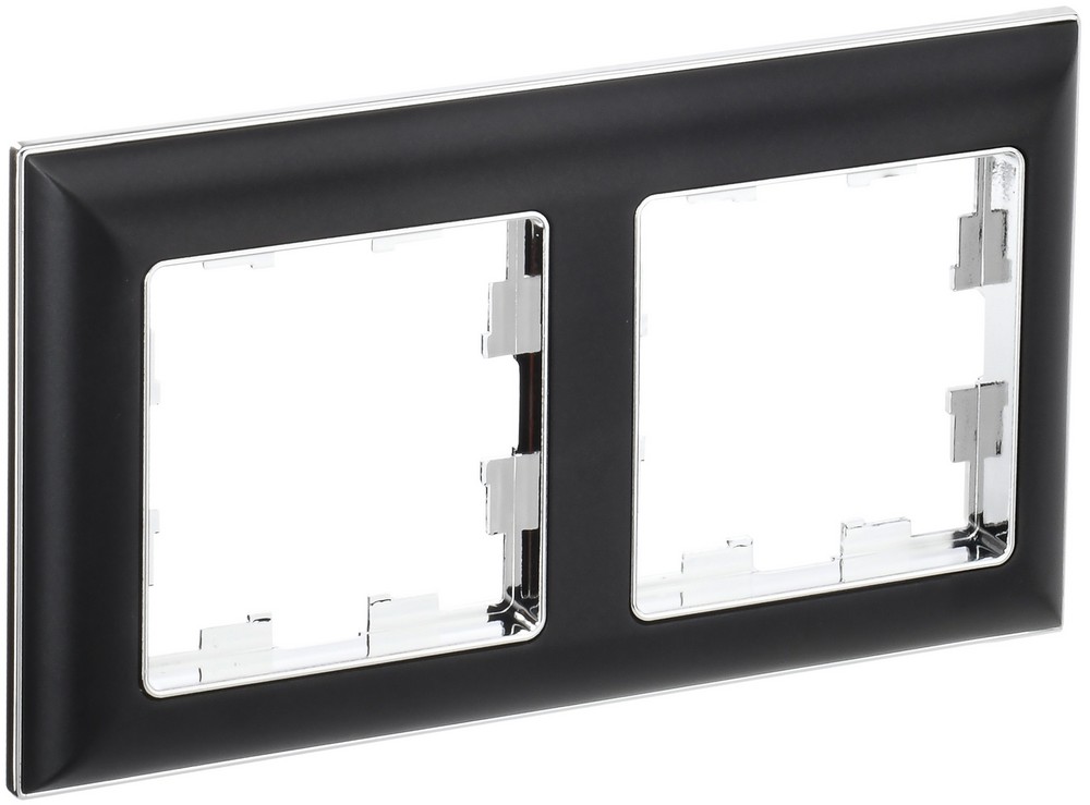 IEK Brite Рамки Рамка IEK BRITE DECOR Черный/хром 3D-форма 2-мест. РУ-2-Бр BR-M22-12-2-K23