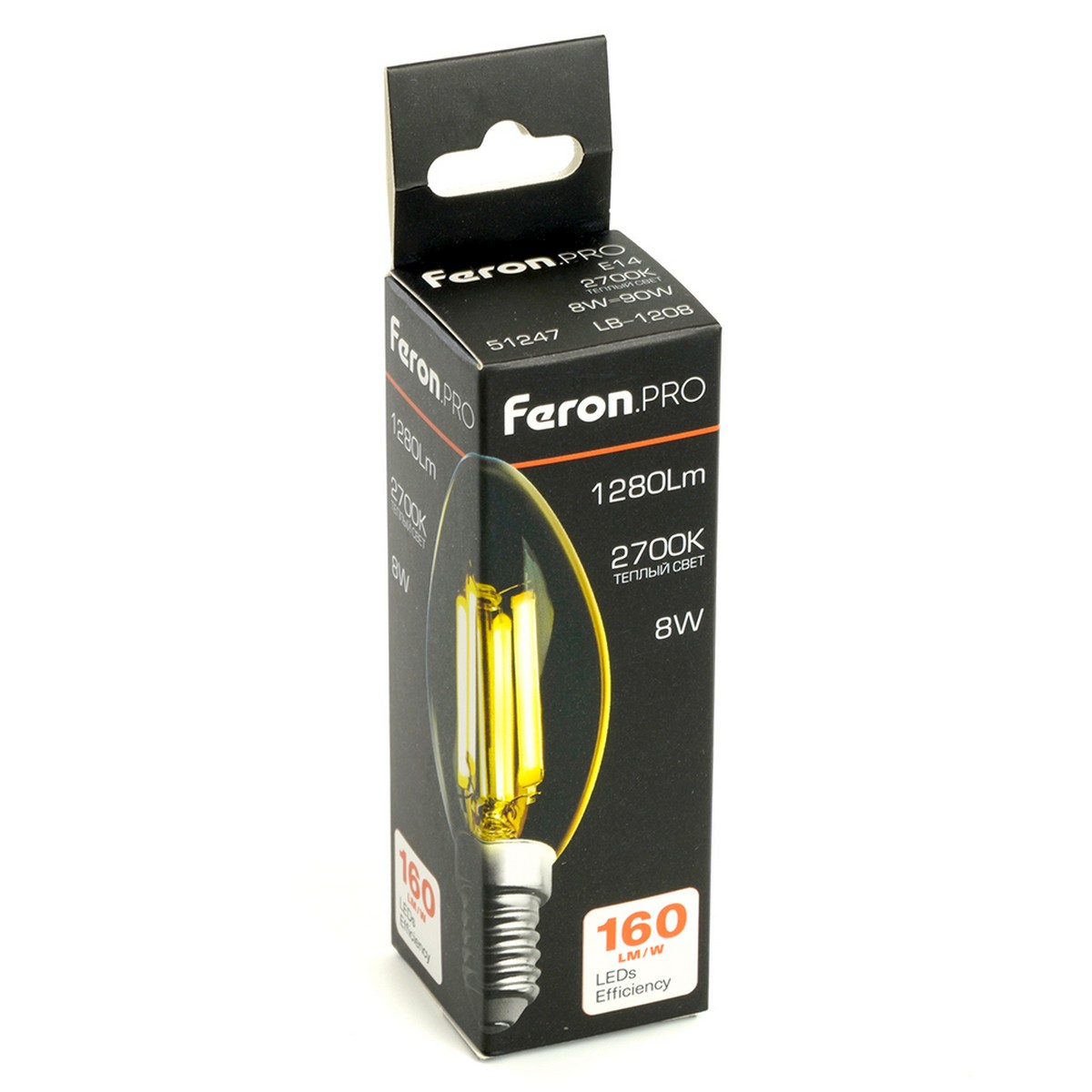 E14 Лампа светодиодная Feron.PRO LB-1208 Свеча E14 8W 175-265V 2700K 51247 