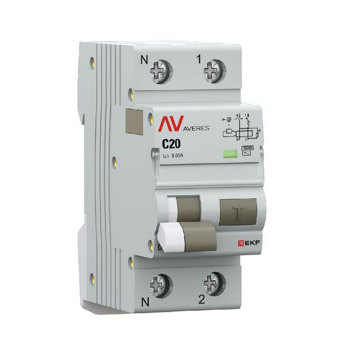 EKF Диф. Автомат EKF AVERES DVA-10 1P+N 20А (C) 30мА (AC) 10кА rcbo10-1pn-20C-30-ac-av 