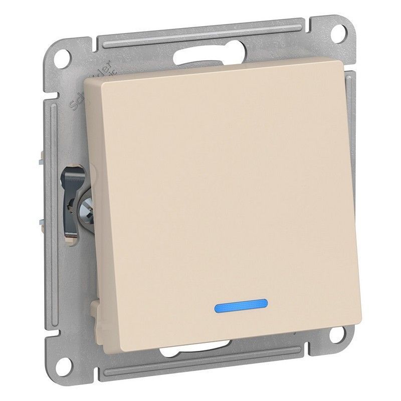 AtlasDesign Бежевый Переключатель 1-клавишный Systeme Electric AtlasDesign бежевый с подсветкой, сх.6а, ATN000263