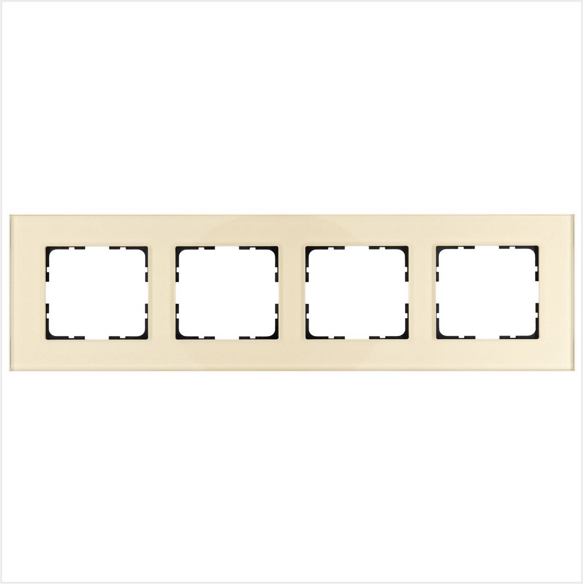JASMART G - розетки и выключатели Рамка JASMART 4-постовая стекло Champagne Gold GLASS G1004GG