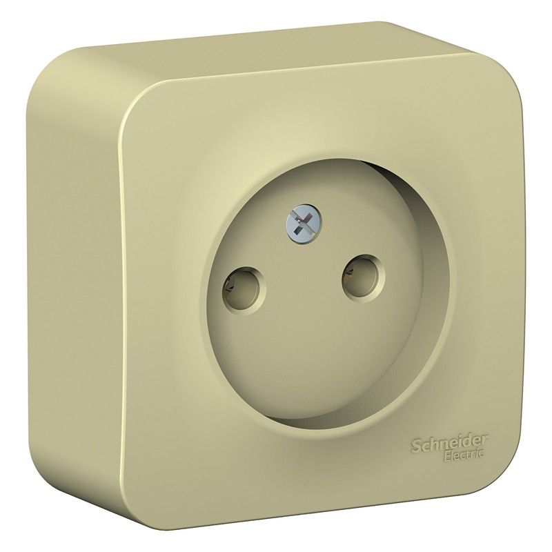 Blanca бежевые розетки и выключатели Розетка SE Blanca б/з Бежевый наружный без шторок изолир. пластина BLNRA000117