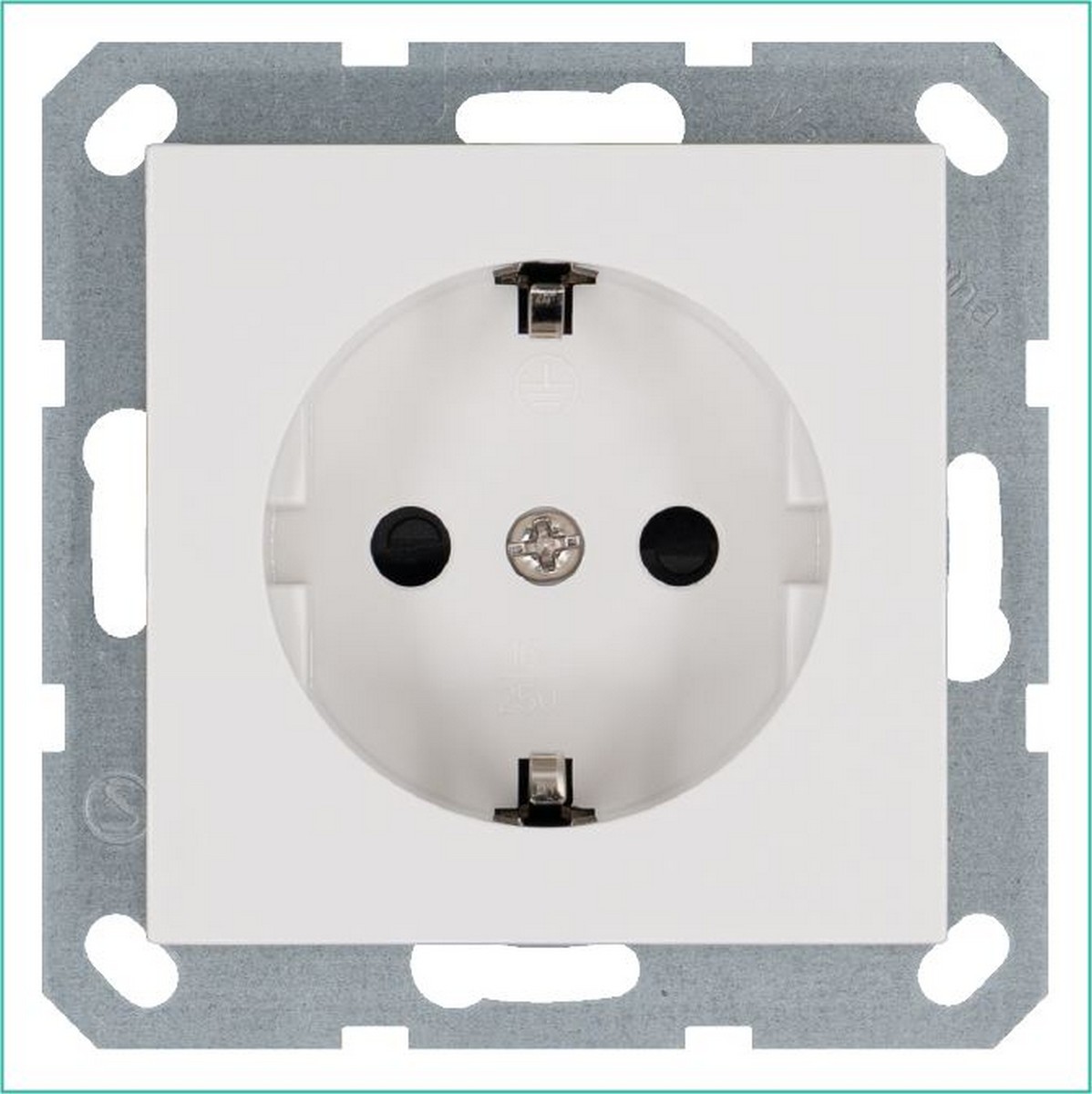 JASMART G - розетки и выключатели Розетка JASMART SCHUKO с защитными шторками Белый глянцевый G5501W