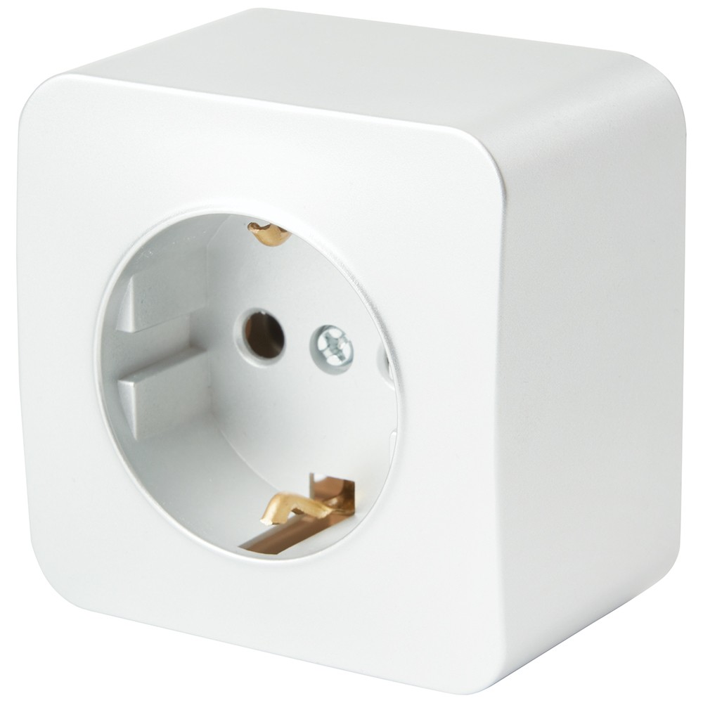 Накладные розетки и выключатели Stekker Розетка 1-местная STEKKER MST16-11-01 с/з открытой установки София белый 49302