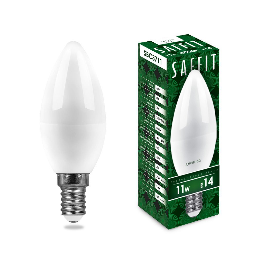 E14 Лампа светодиодная SAFFIT SBC3711 Свеча E14 11W 4000K 55133 