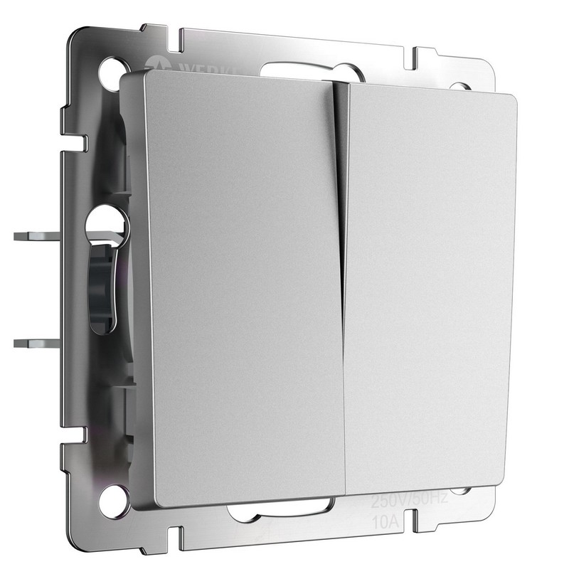 Werkel Серебряный матовый Перекрестный выключатель Werkel двухклавишный (серебряный матовый) W1123065