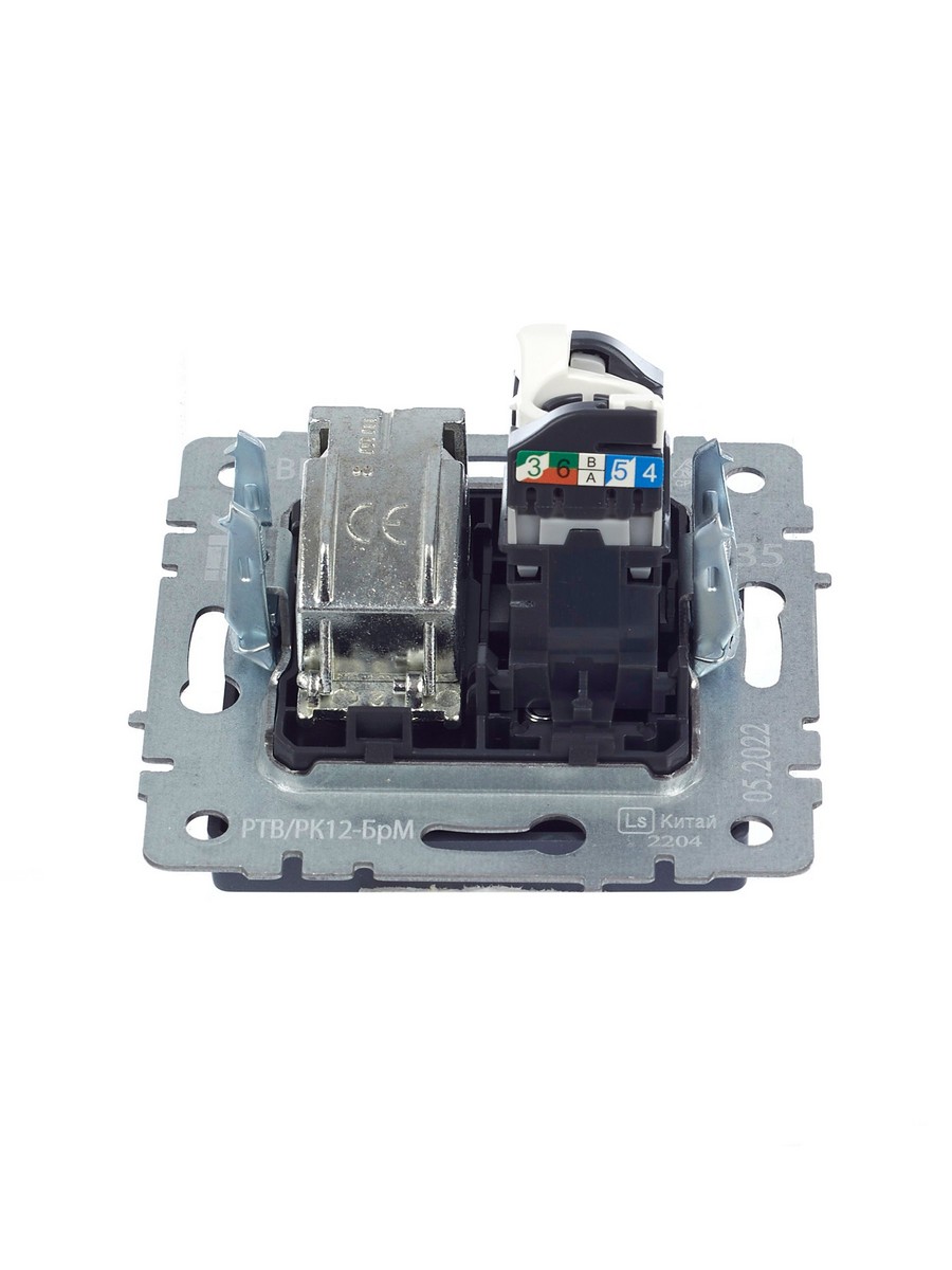 IEK Brite Маренго Розетка IEK BRITE двойная TV+RJ45 кат.5E РТВ/РК12-БрМ маренго BR-AK20-1-K35