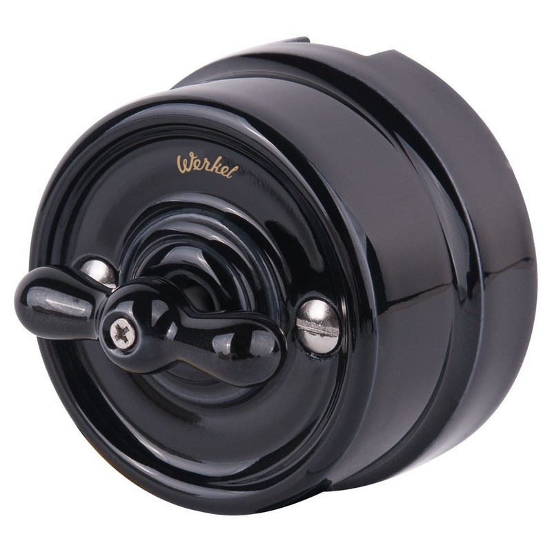 Werkel Ретро Выключатель Werkel одноклавишный (черный) Ретро W5612008