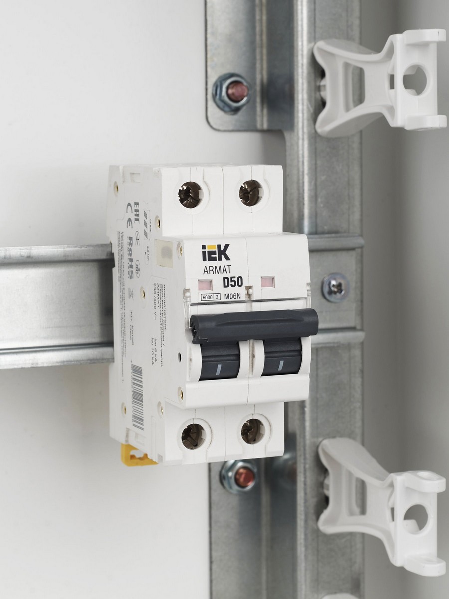 2 полюсные (двухполюсные) Автоматический выключатель IEK ARMAT M06N 2P D 50А AR-M06N-2-D050 