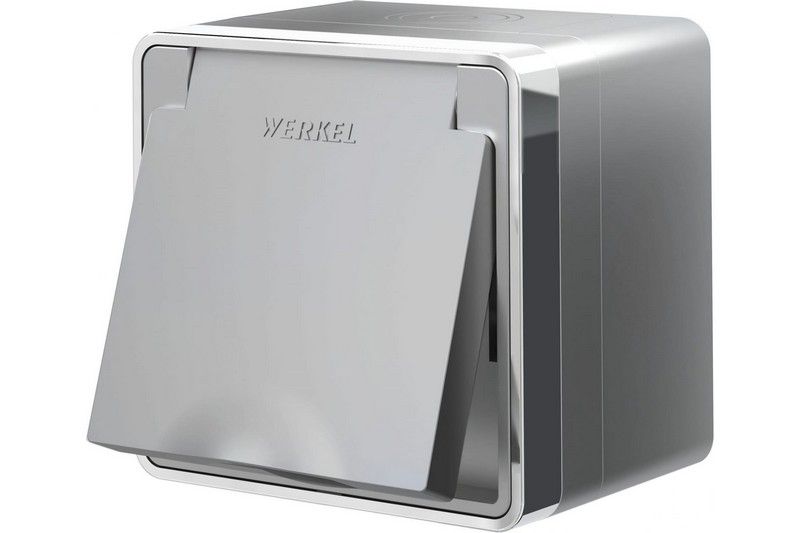 Werkel Gallant серебряный Розетка Werkel влагозащ. с зазем. с защит. крышкой и шторками Gallant (серебряный) W5071206