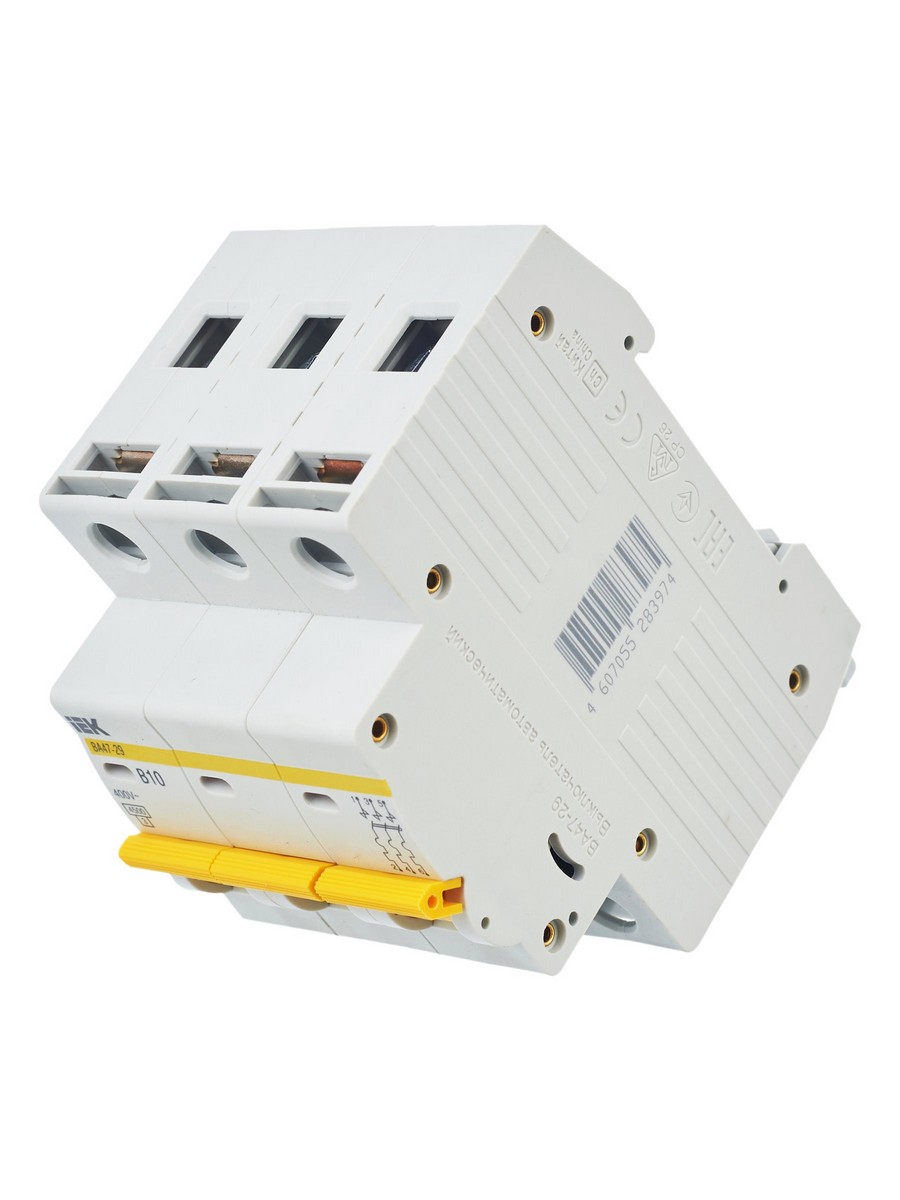 3 полюсные (трехполюсные) Автоматический выключатель IEK KARAT ВА47-29 3Р 10А 4,5кА х-ка В MVA20-3-010-B 