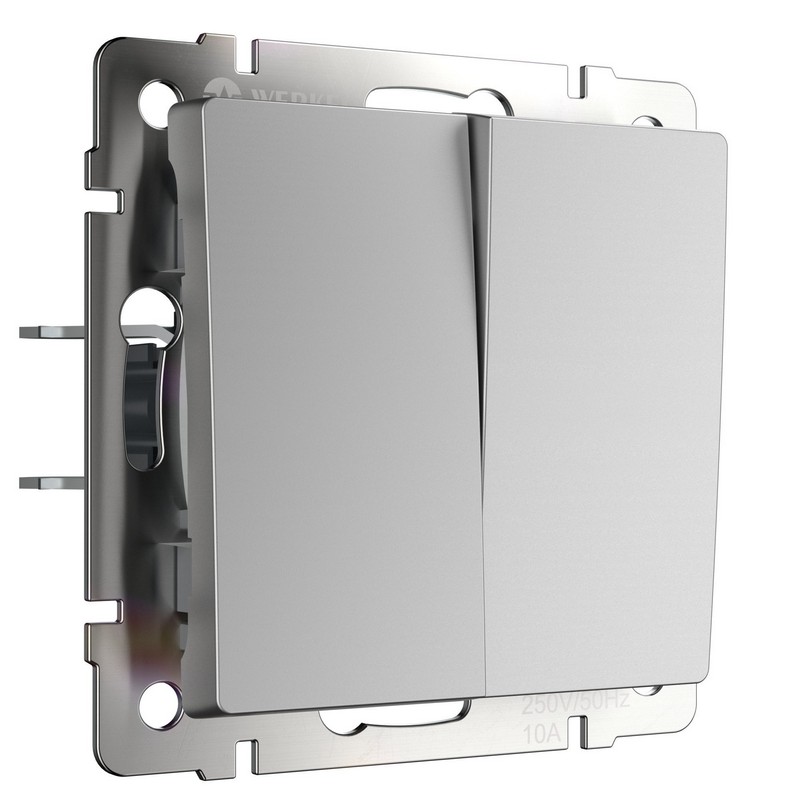 Werkel Серебряный механизмы Выключатель Werkel двухклавишный серебряный W1120006