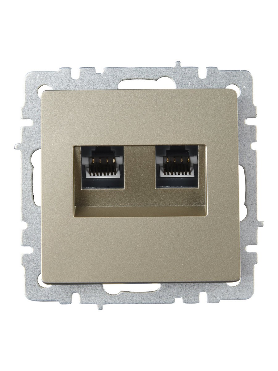IEK Brite Шампань Розетка компьютерная IEK BRITE BASE Шампань 2-ая RJ45 кат.6 РК11-2-БрШ BR-K20-2-K37