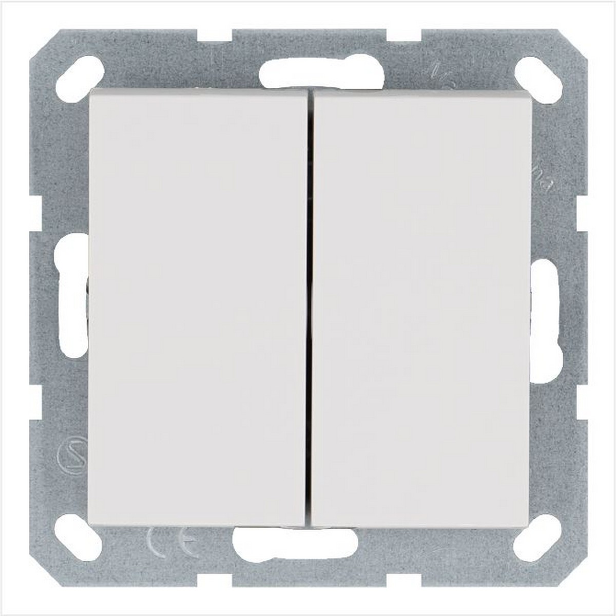 JASMART G - розетки и выключатели Выключатель JASMART двухклавишный Белый глянцевый G3023W