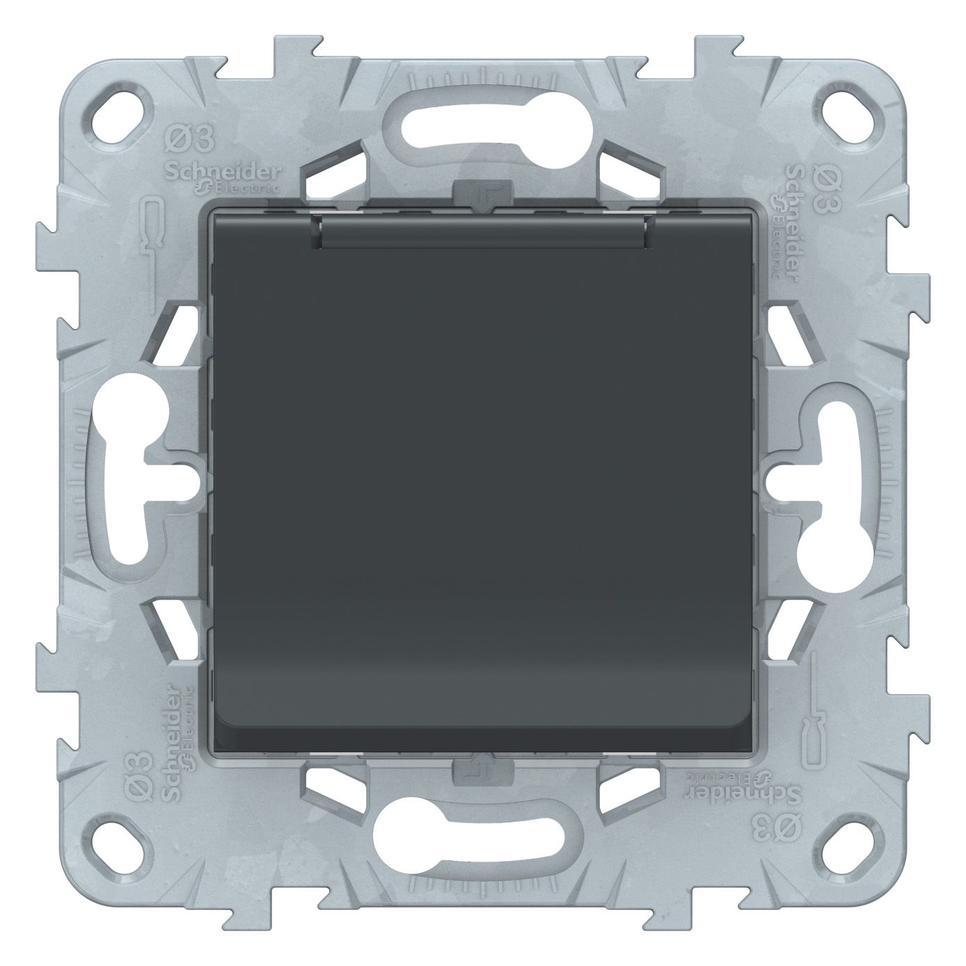 Розетки и выключатели Unica NEW антрацит Розетка Unica New Антрацит с/з со шторками с крышкой 16А 250В IP40 NU503754TA